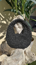 Panier en osier tressé noir