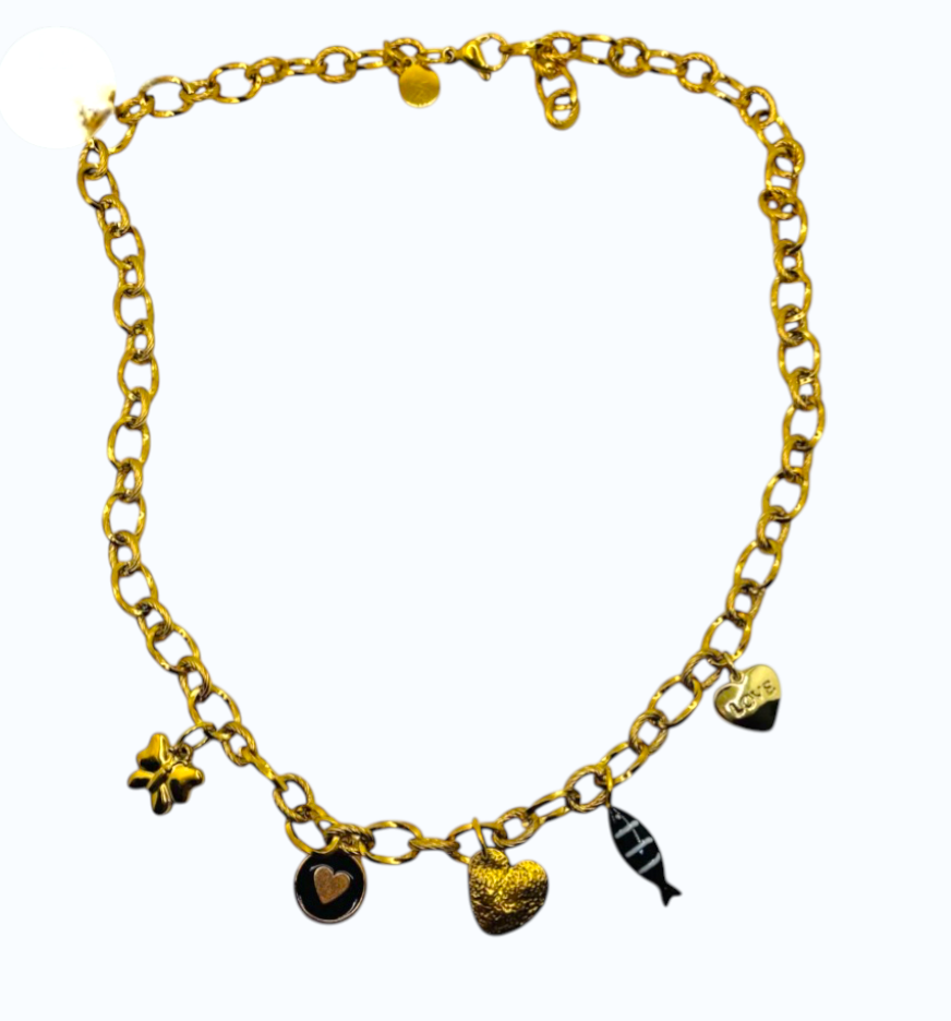 Collier à Breloques So Goudes  Noir et Or - Micasa Bijoux