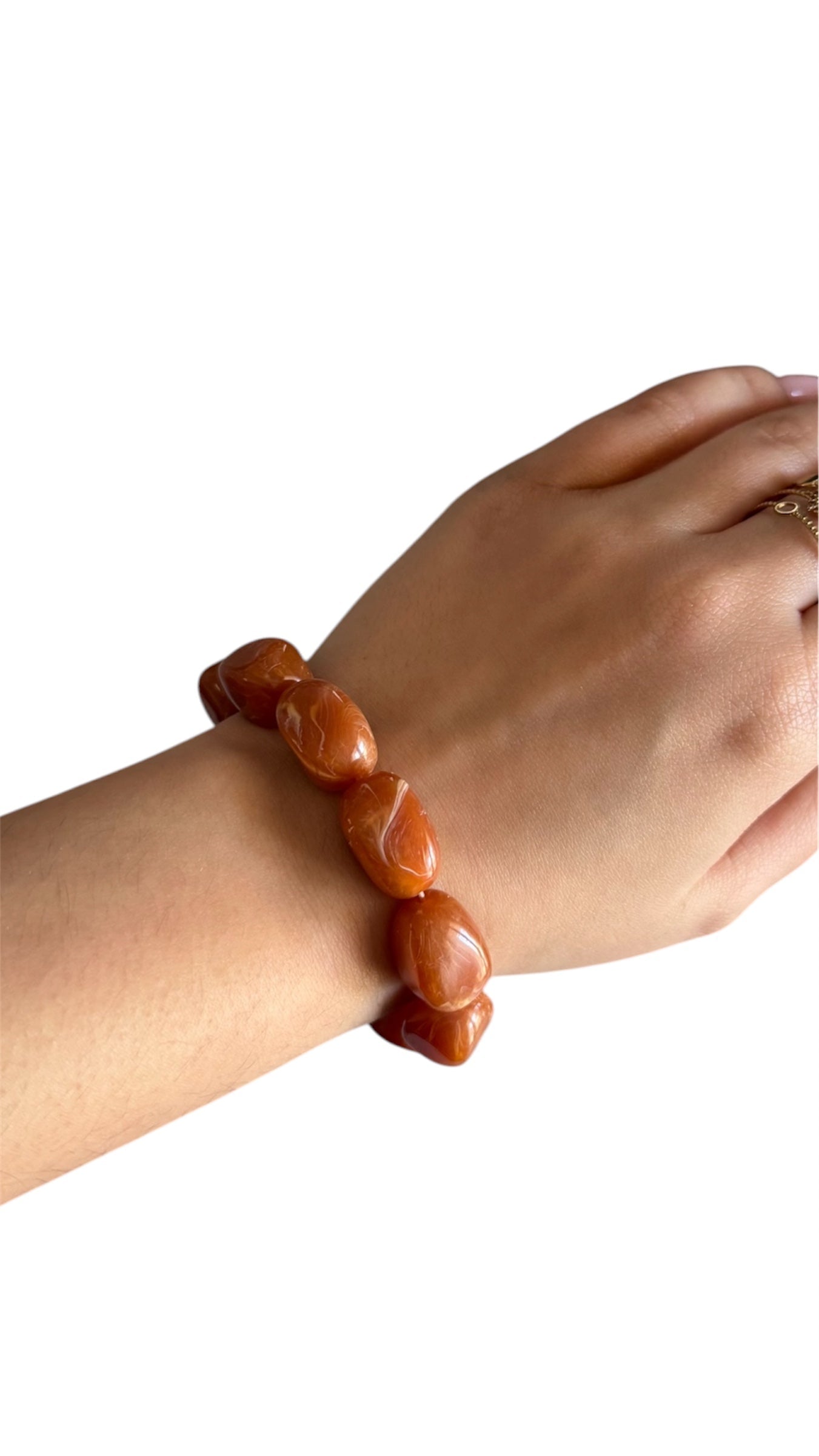 Bracelet Perles de Résine Terracotta