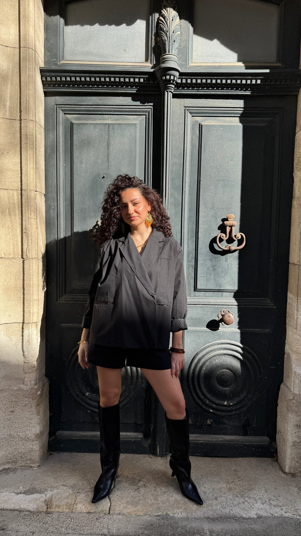 Veste de Blazer Croisé Noir Élégant