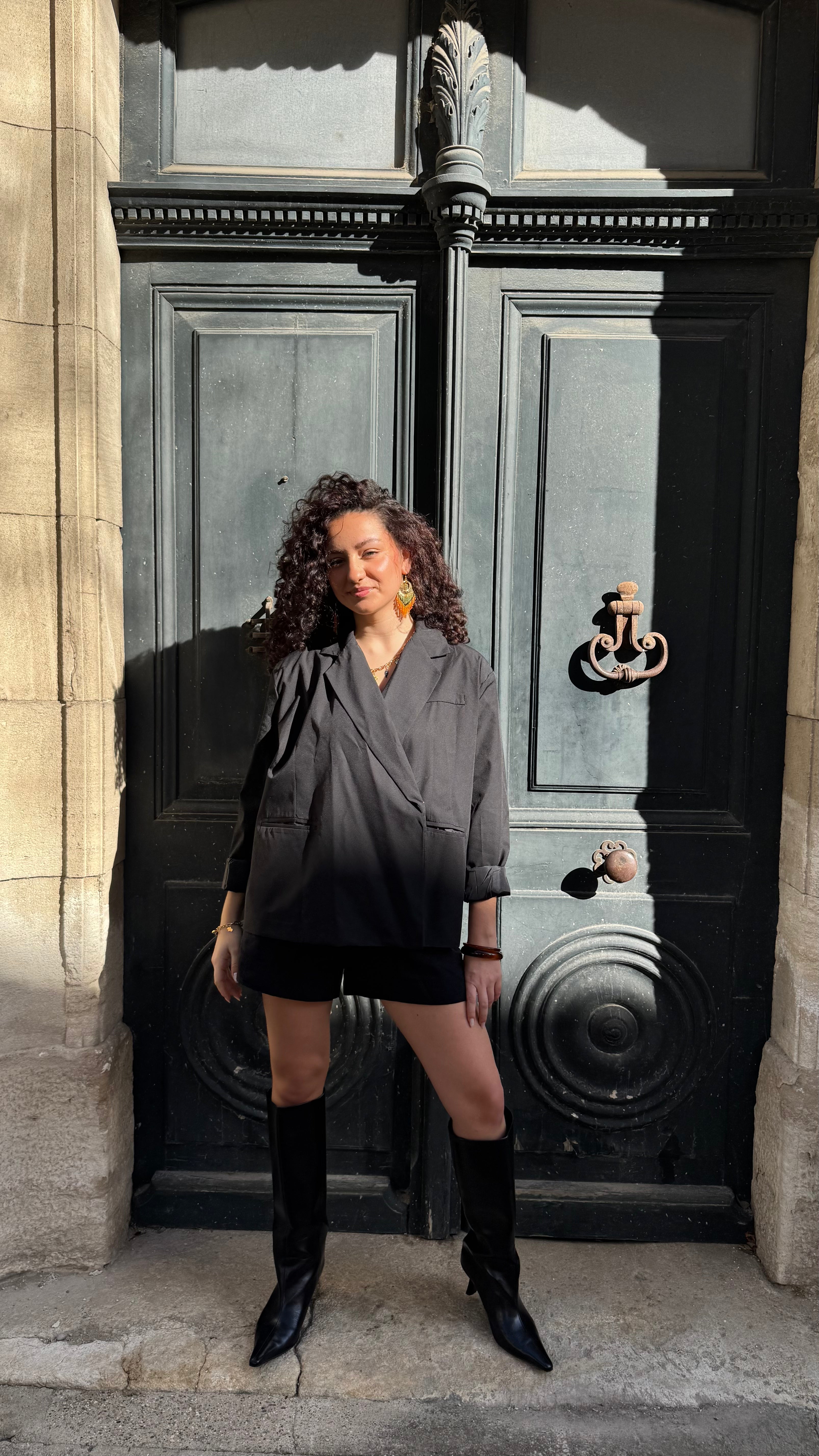 Veste de Blazer Croisé Noir Élégant