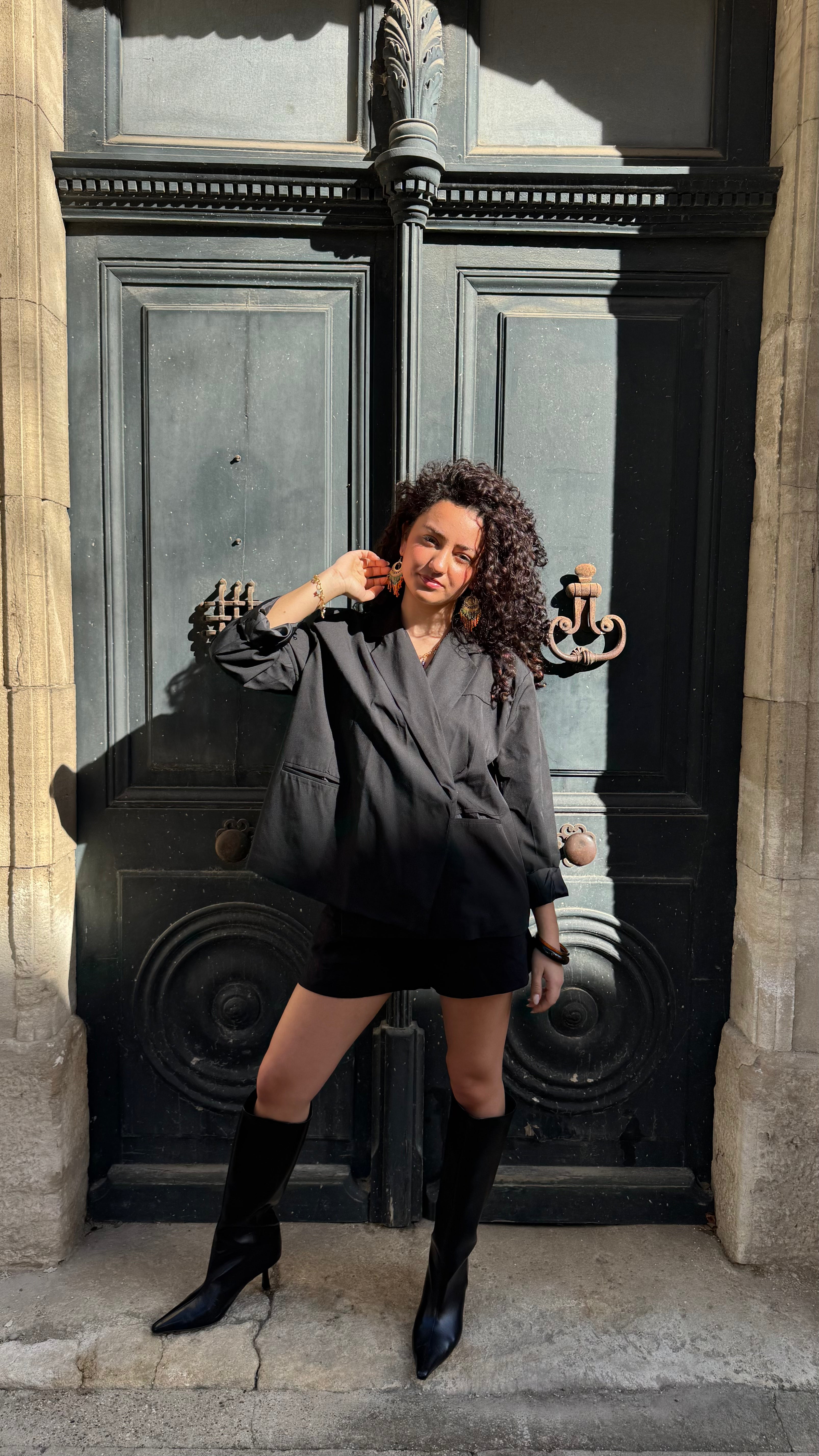 Veste de Blazer Croisé Noir Élégant