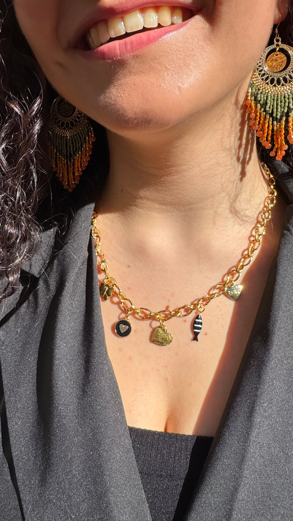 Collier à Breloques So Goudes  Noir et Or - Micasa Bijoux