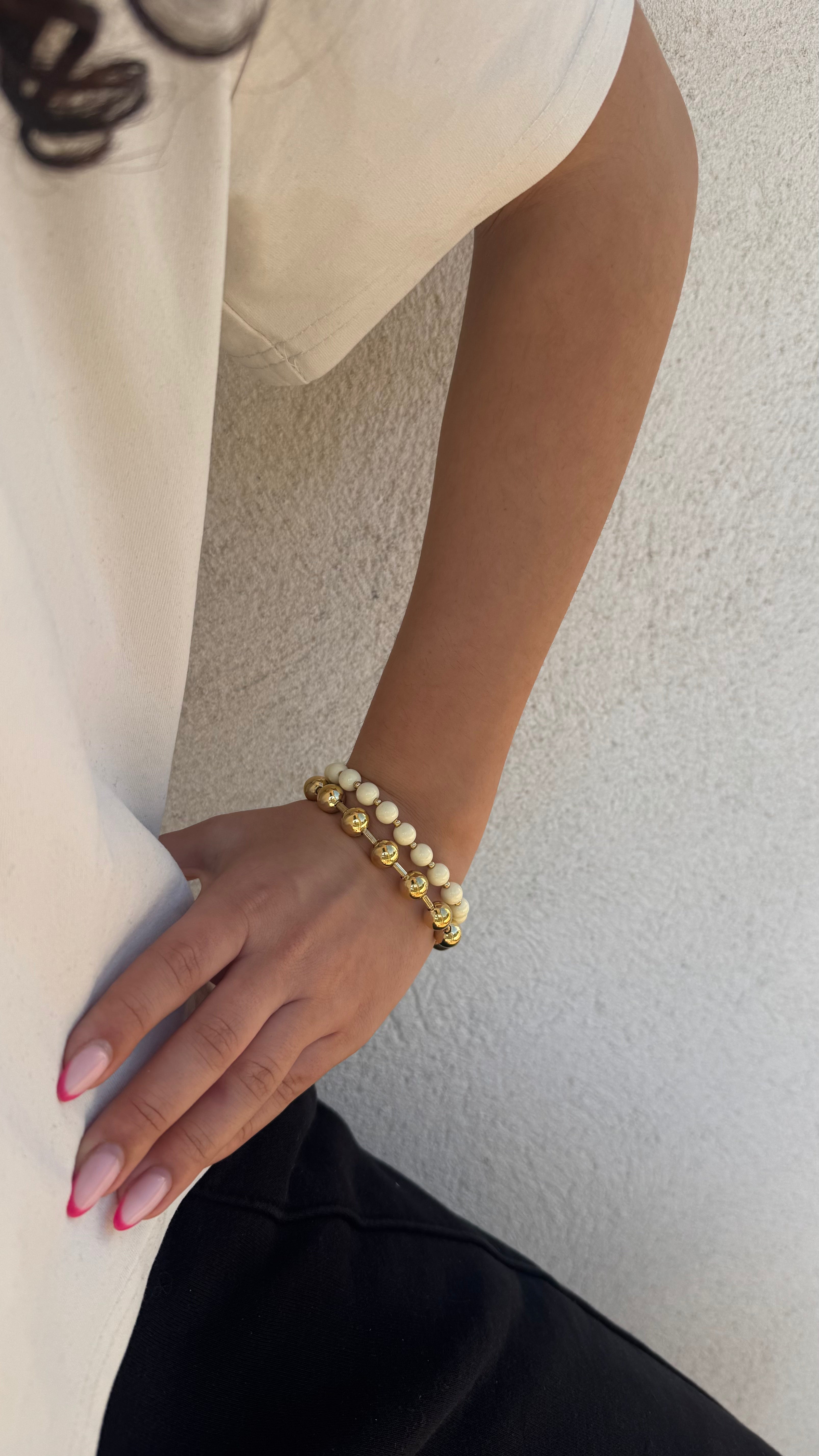 Bracelet Perles Rose & Doré