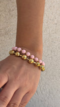 Bracelet Double Perles Rose & Doré