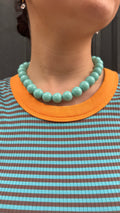 Collier perles turquoise grosses boules