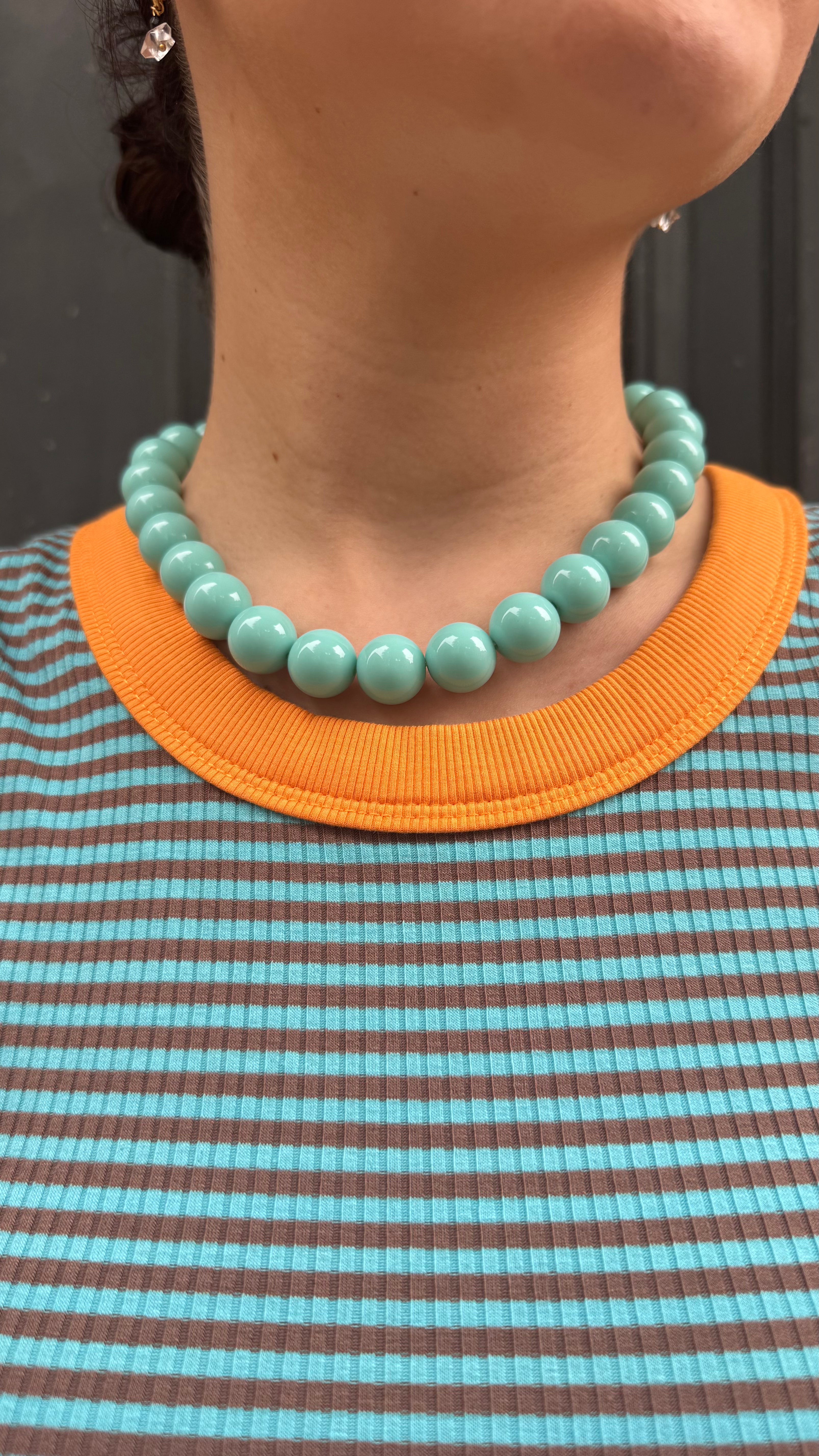 Collier perles turquoise grosses boules