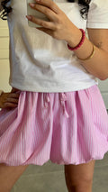 Short Bouffant Rayé Rose