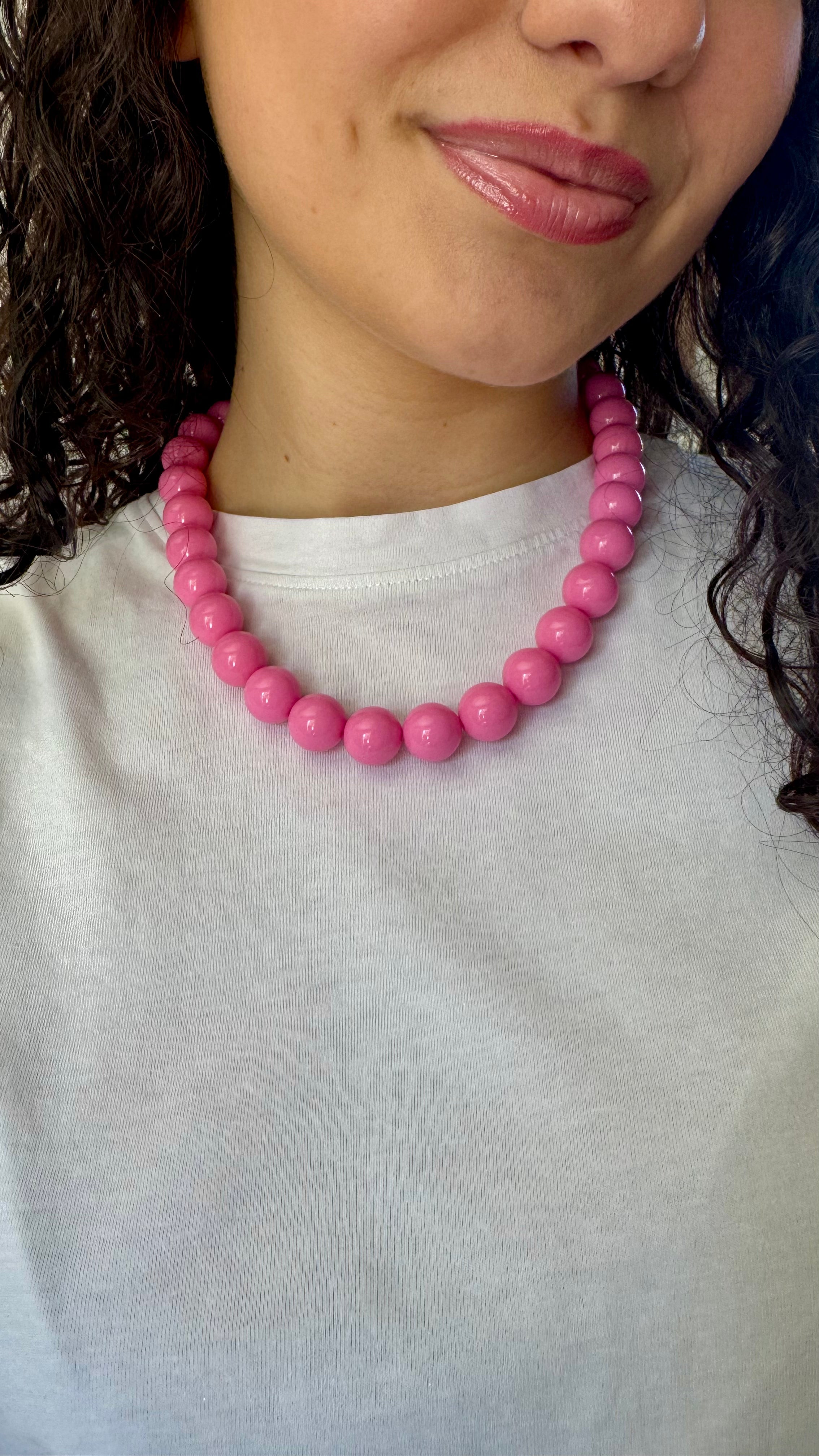 Collier Perles Roses